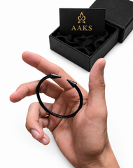 AAKS Venom Twist Bracelet | Bold Black Stainless Steel Bracelet
