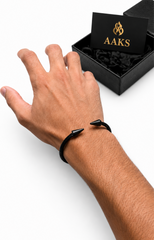 AAKS Venom Twist Bracelet | Bold Black Stainless Steel Bracelet