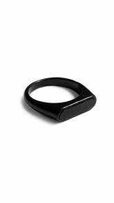 AAKS Noir Slim Signet Ring | Premium Black Stainless Steel Ring