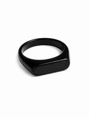 AAKS Noir Slim Signet Ring | Premium Black Stainless Steel Ring