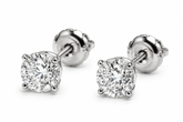 AAKS Classic Solitaire Stud Earrings (Silver)