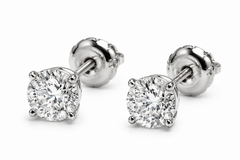 AAKS Classic Solitaire Stud Earrings (Silver)