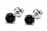 AAKS Classic Solitaire Stud Earrings (Black)