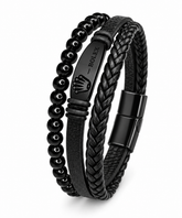 AAKS Noir Triple-Layer Bracelet | Premium Leather Bracelet
