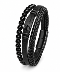 AAKS Noir Triple-Layer Bracelet | Premium Leather Bracelet