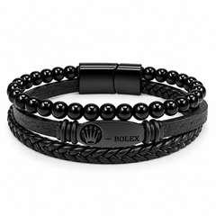AAKS Noir Triple-Layer Bracelet | Premium Leather Bracelet