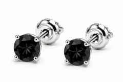 AAKS Classic Solitaire Stud Earrings (Black)